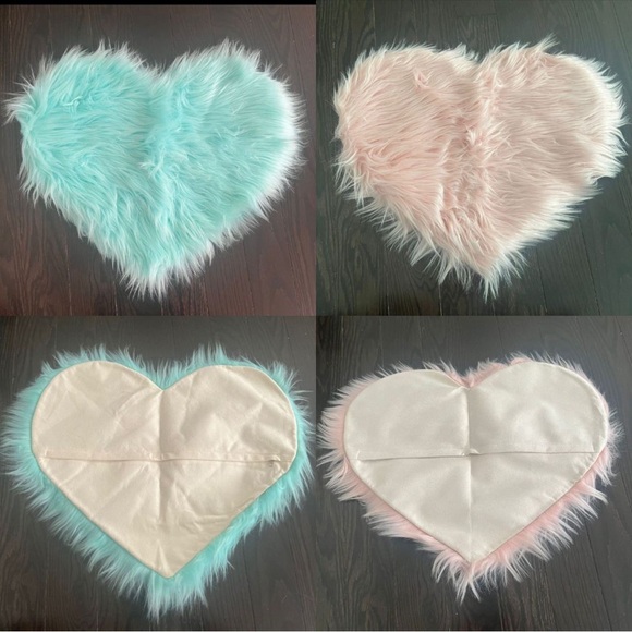 Heart Shaped Fluffy Faux Fur Plush Throw Pillow Case Shaggy Sofa Cushion Cover - Picture 6 of 6